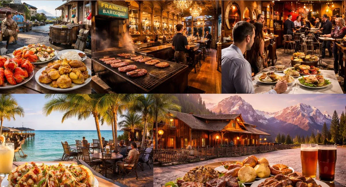 Man v Food Restaurants: The Best Spots in Every State Ranked please give me an iamge related to above title.. image should be unique adn attrcative. no text used on image. image size should be 1200*650 this image looking real image in the form of new seacruty